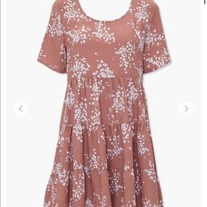 Speckled Mauve Print Tiered Mini Dress